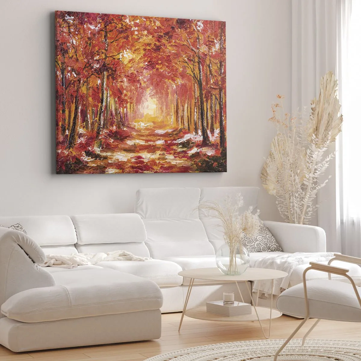 Canvas picture - Autumn forest in shades of copper and gold - 70x50cm - Copper Forest - Modern wall decoration for the living room and bedroom ARTTOR