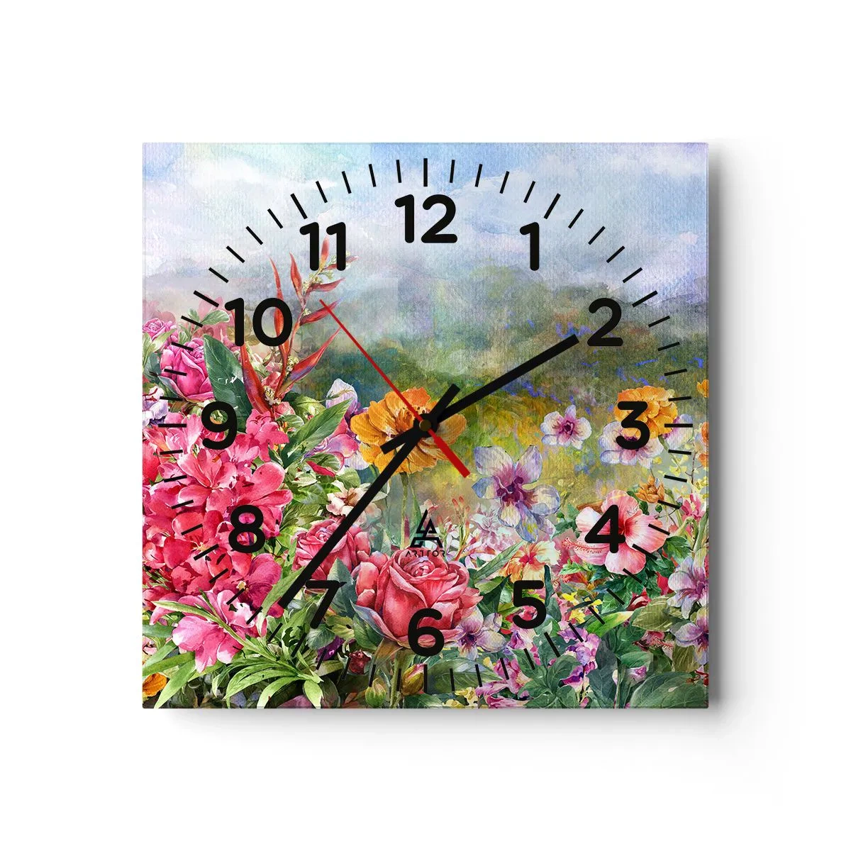 Wall clock - Clock on glass - Garden which Went Crazy - 40x40 cm