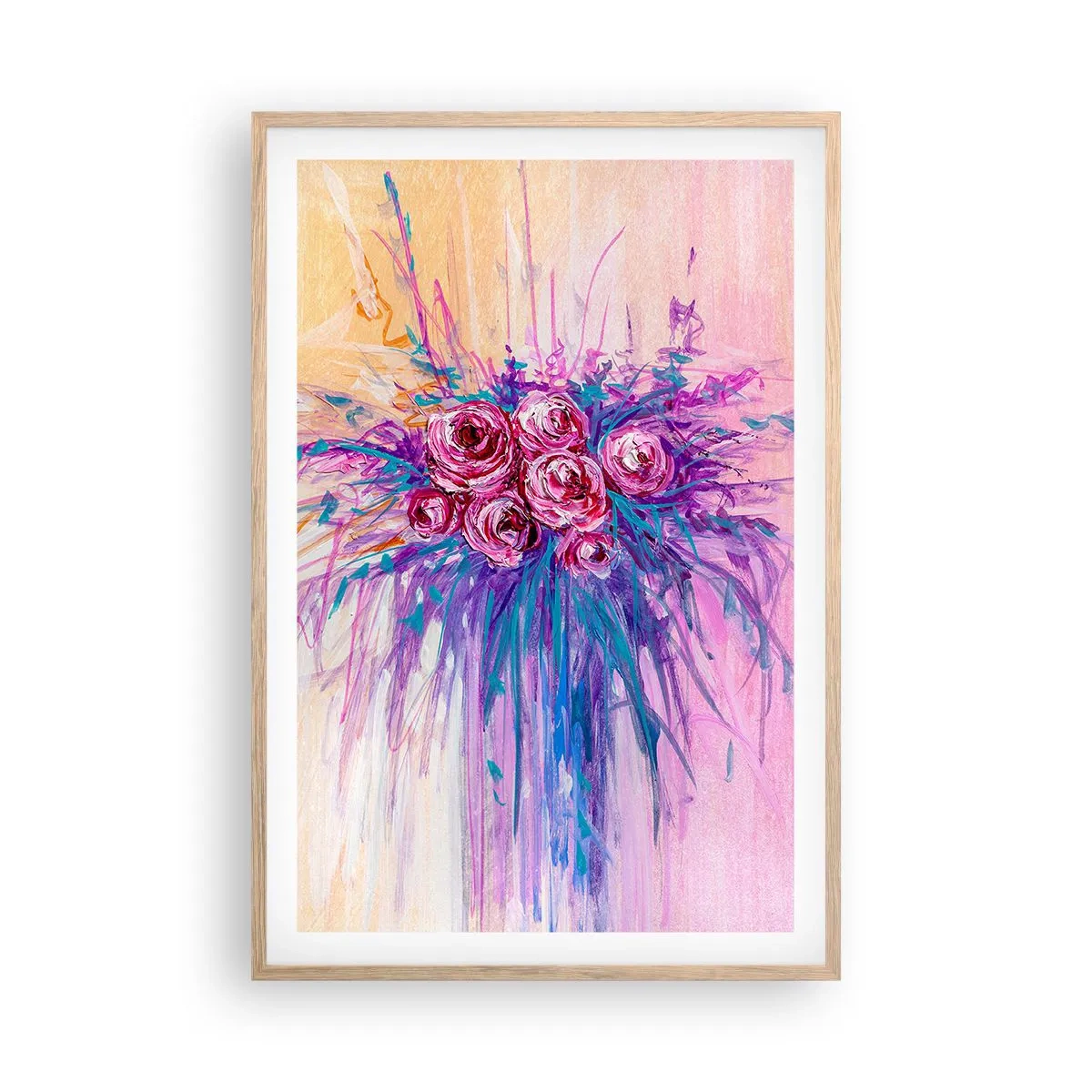Poster in light oak frame - Rose Fountain - 61x91 cm