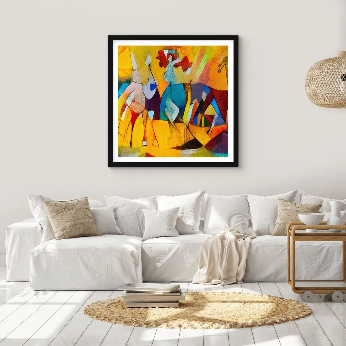 Poster in black frame - Sun -Life - Happiness - 60x60 cm