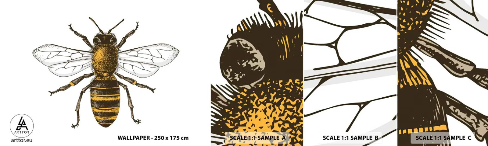 Photo Wallpaper Sample Standard Eco - Beautiful and Good - Bee, Insect, Nature - 100x30 cm