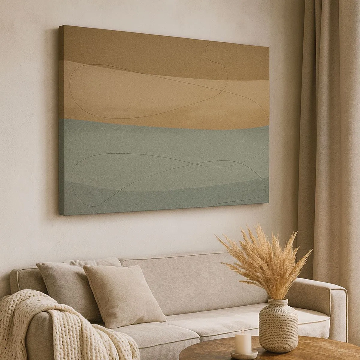 Canvas picture - Abstract composition in natural earth tones - 70x50cm - Horizontal Compostion - Modern wall decoration for the living room and bedroom ARTTOR