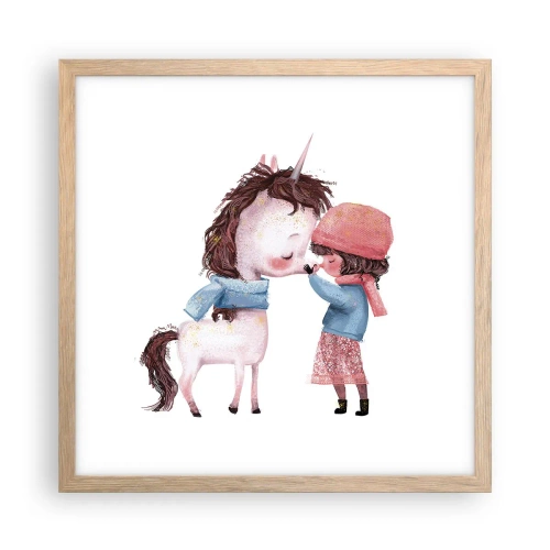 Poster in light oak frame - Winter Tale - 40x40 cm