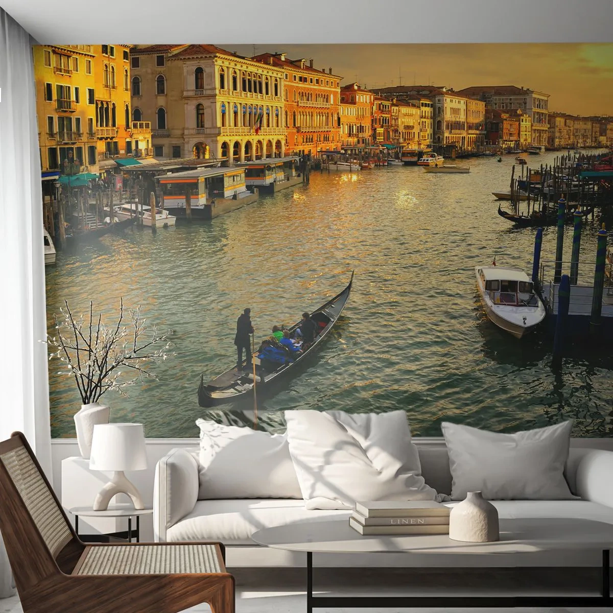 Photo Wallpaper Premium Sand - On the Sunny side of a Street - City, Venice, Italy - 200x140 cm