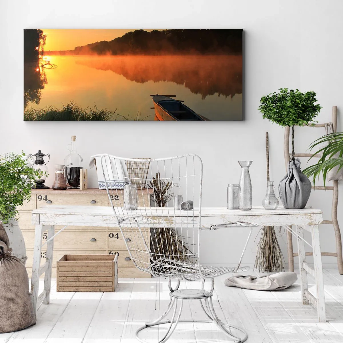 Canvas picture - Sunrise by a Mirror-like Water - 100x40 cm