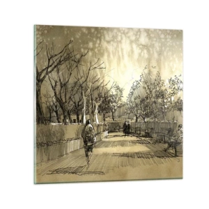 Glass picture - Moment Stopped with a Feather - 40x40 cm