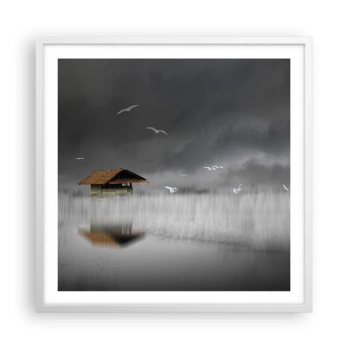 Poster in white frmae - Shelter from the Rain - 60x60 cm