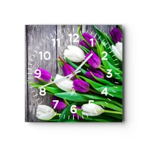 Wall clock - Clock on glass - On a Spring Holiday - 40x40 cm