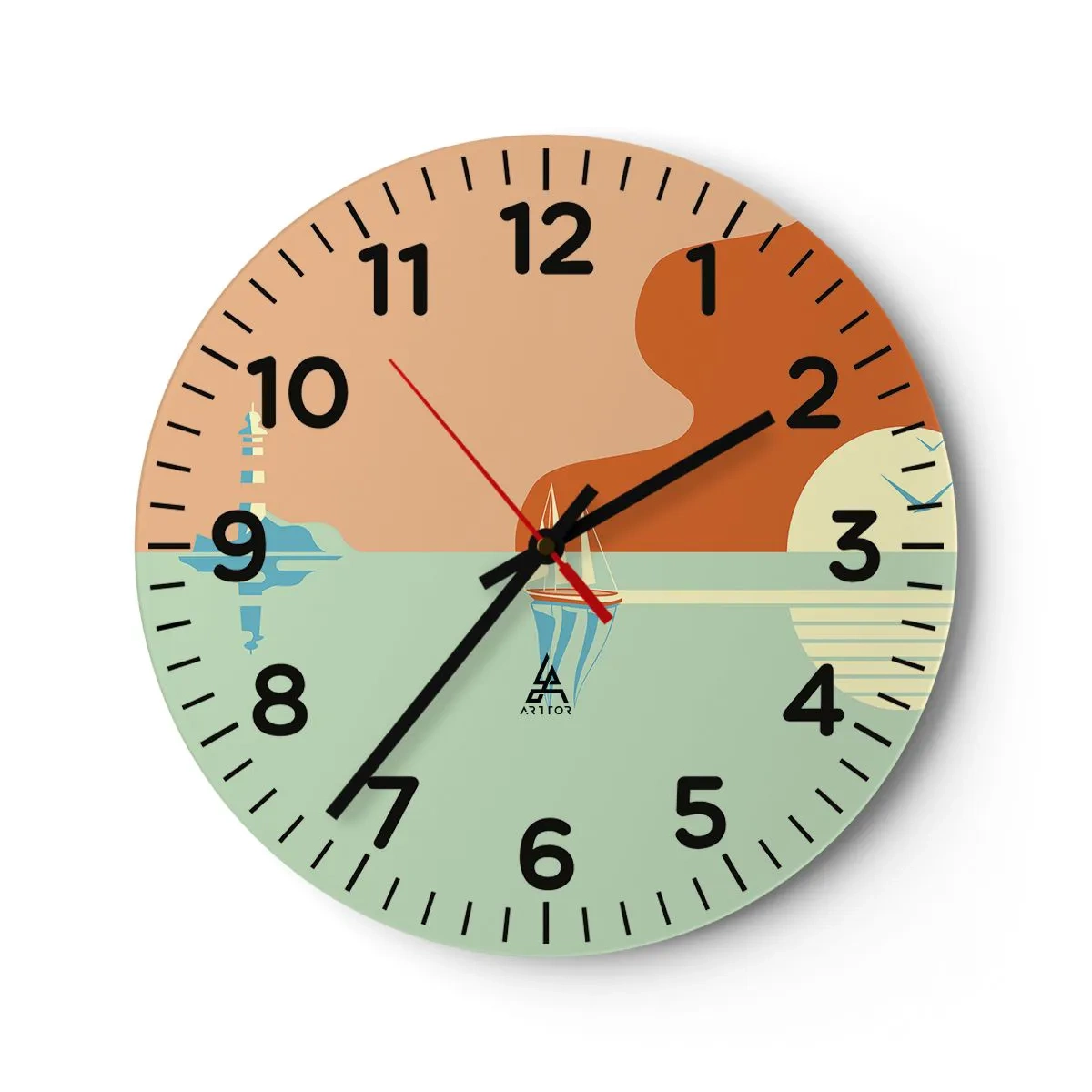 Wall clock - Clock on glass - Ideal Sea Landscape - 40x40 cm