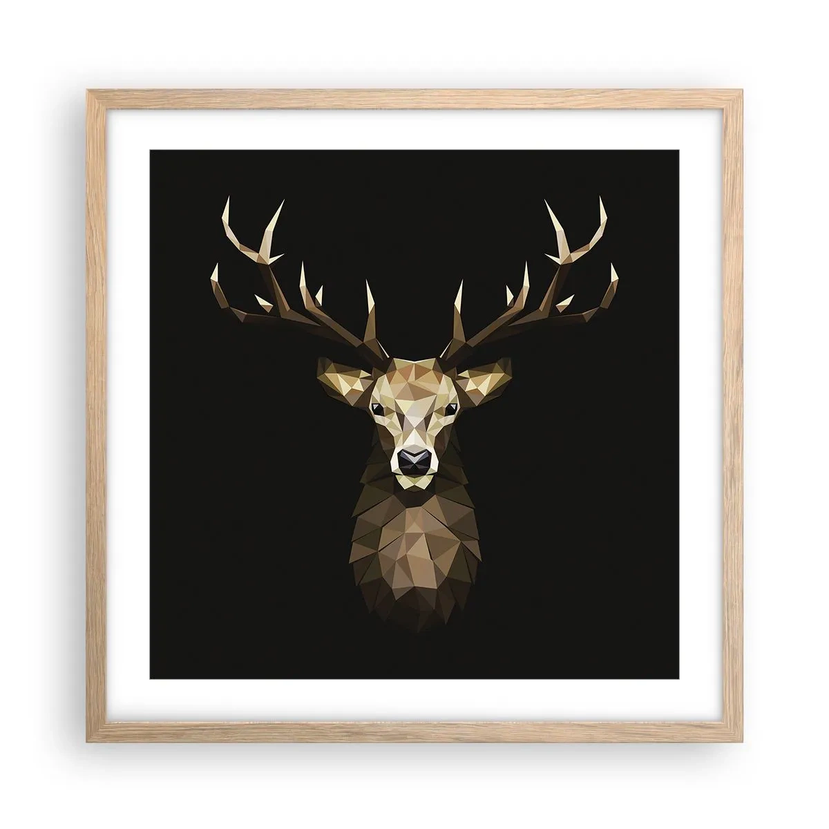 Poster in light oak frame - Cubist Deer - 50x50 cm