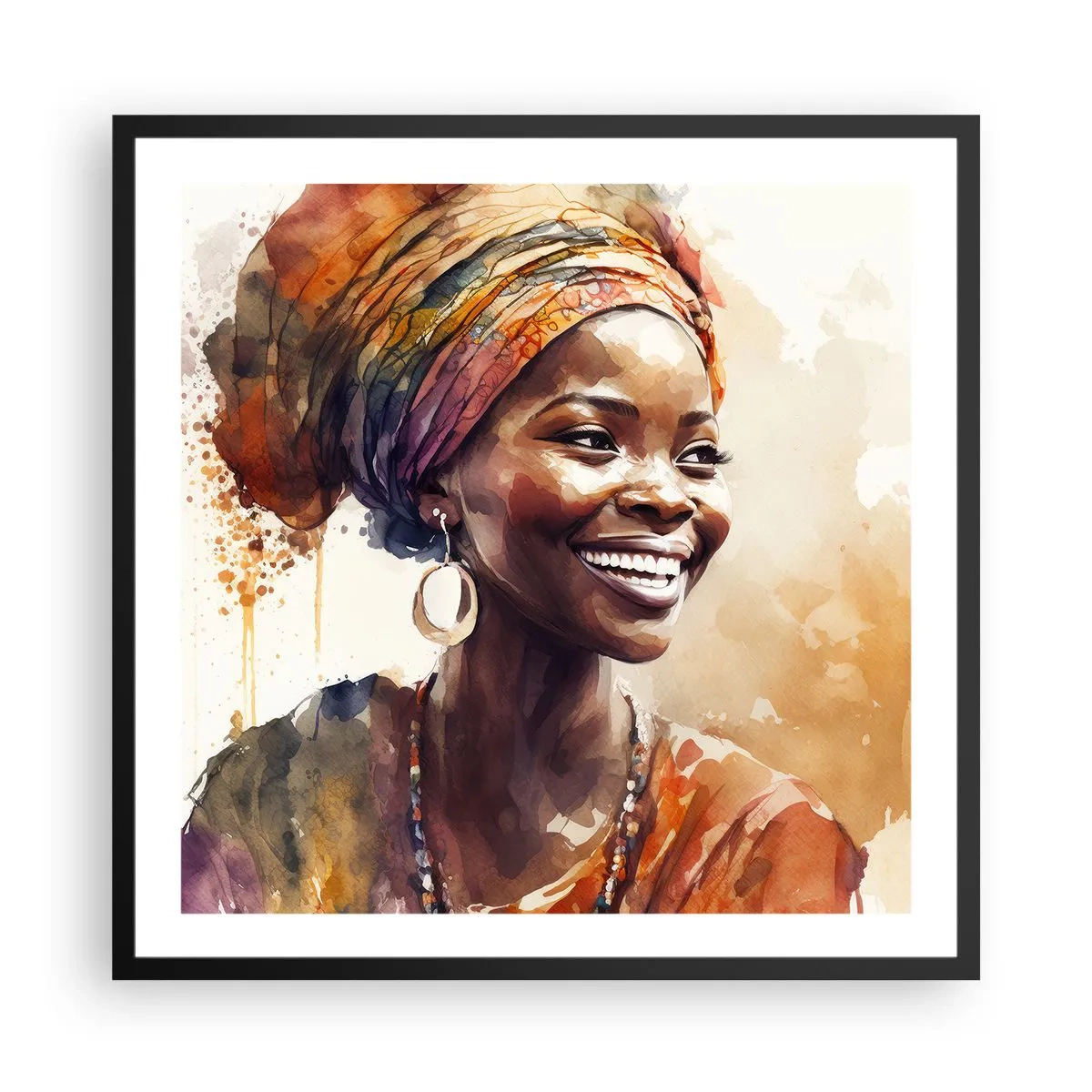 Poster in black frame - African Queen - 60x60 cm