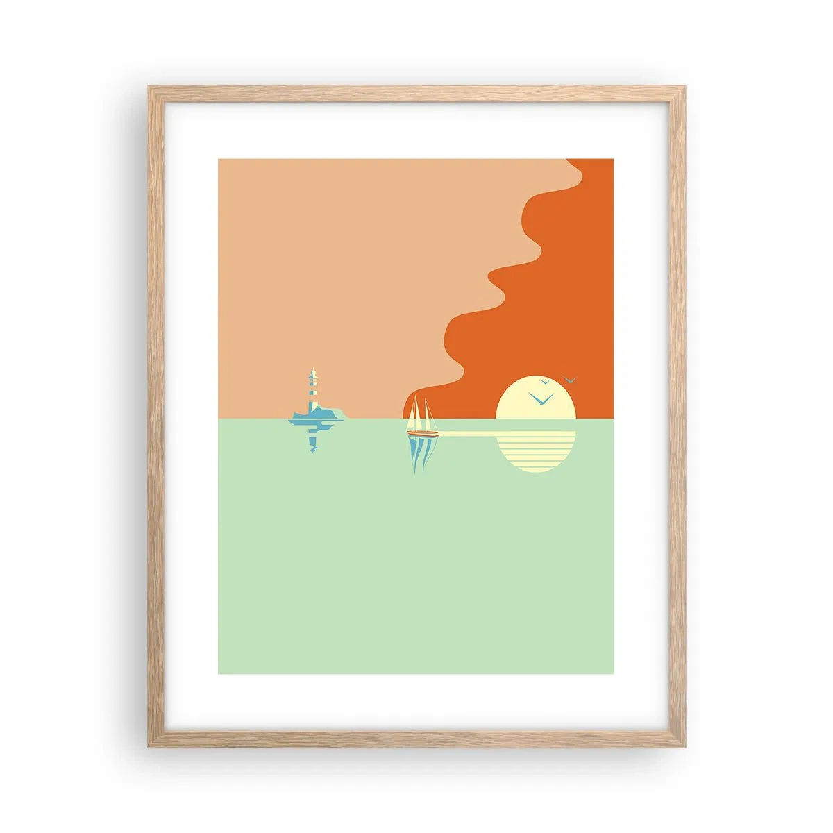Poster in light oak frame - Ideal Sea Landscape - 40x50 cm