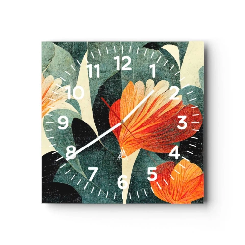 Wall clock - Clock on glass - Heat of the Tropics, Coolness of the Ground - 30x30 cm