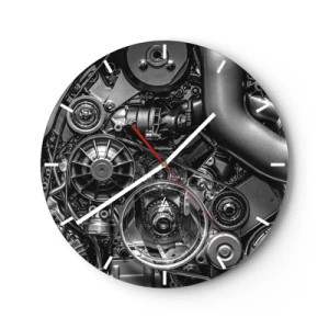 Wall clock - Clock on glass - Poetry of Mechanics - 40x40 cm