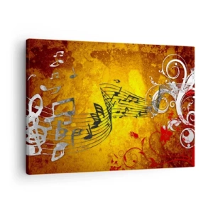 Canvas picture - Abstract musical notes on a colorful background with ornaments - 70x50cm - Let the Music Flow - Modern wall decoration for the living room and bedroom ARTTOR