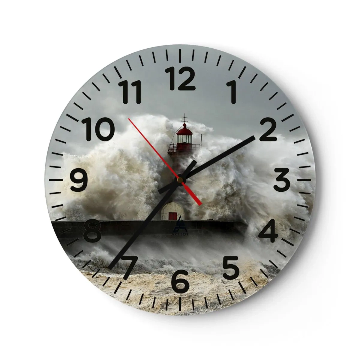 Wall clock - Clock on glass - Rage of the Ocean - 40x40 cm