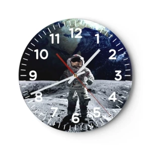 Wall clock - Clock on glass - Greetings from the Moon - 40x40 cm