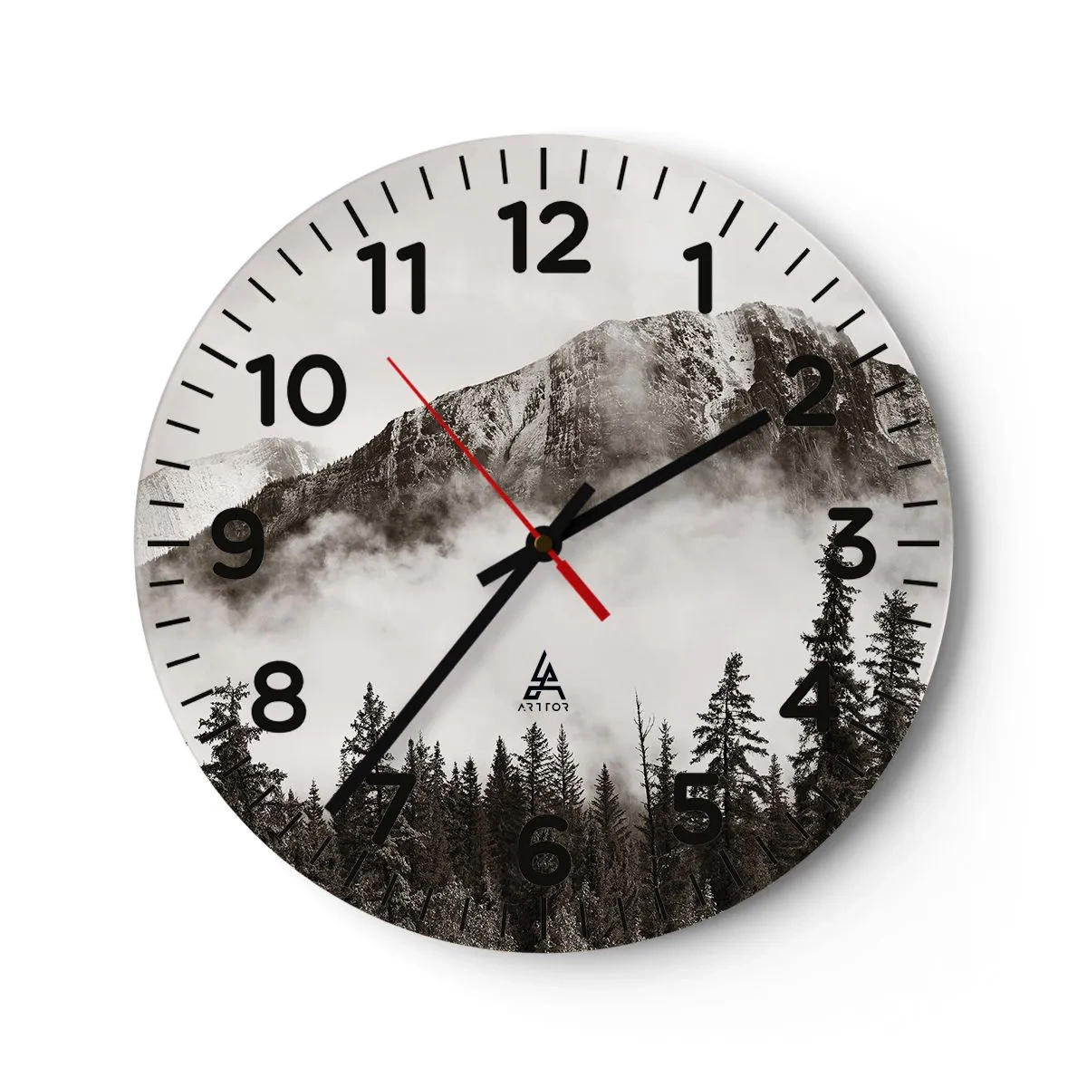 Wall clock - Clock on glass - Granite Ruler - 40x40 cm