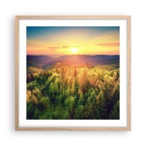 Poster in light oak frame - Peaks and Summits - 50x50 cm