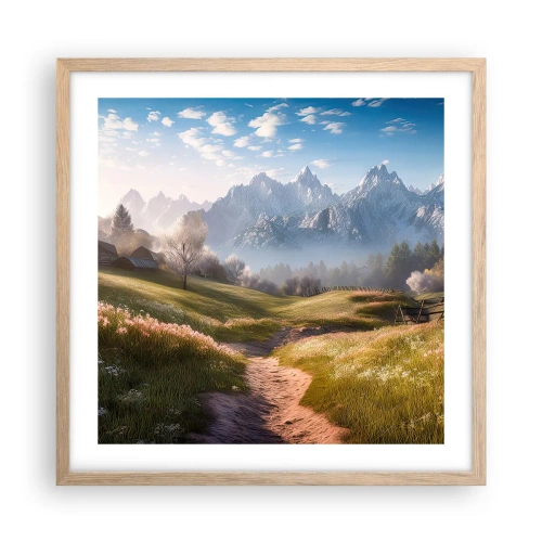 Poster in light oak frame - Quiet Valley - 50x50 cm