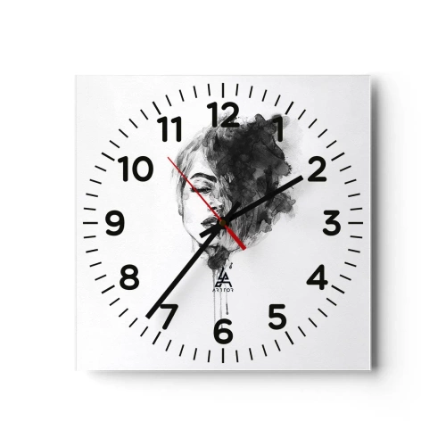 Wall clock - Clock on glass - What Does a Girl Dream about? - 30x30 cm
