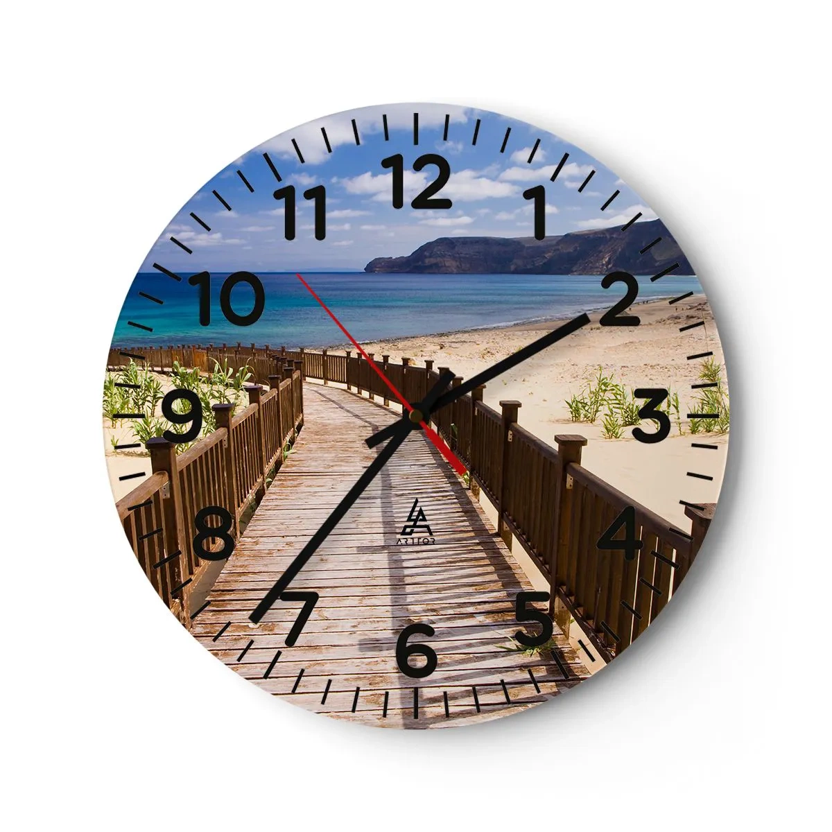 Wall clock - Clock on glass - Take Me to Happy Islands - 30x30 cm