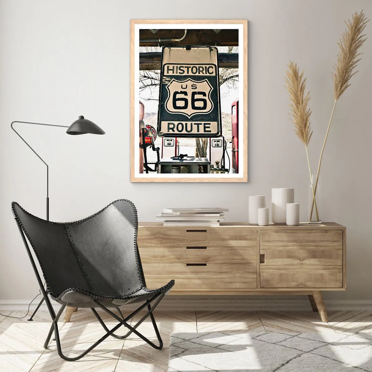 Poster in light oak frame - American Retro Trip - 30x40 cm