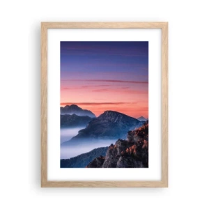 Poster in light oak frame - Over the Valleys - 30x40 cm