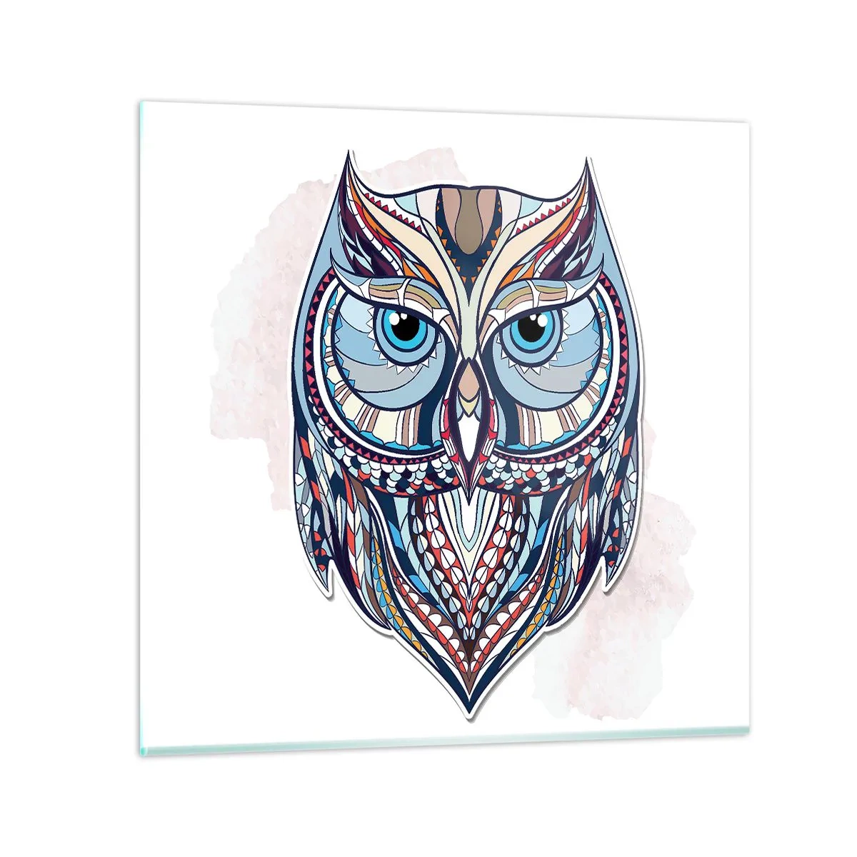 Glass picture - Ornamental Owl - 40x40 cm