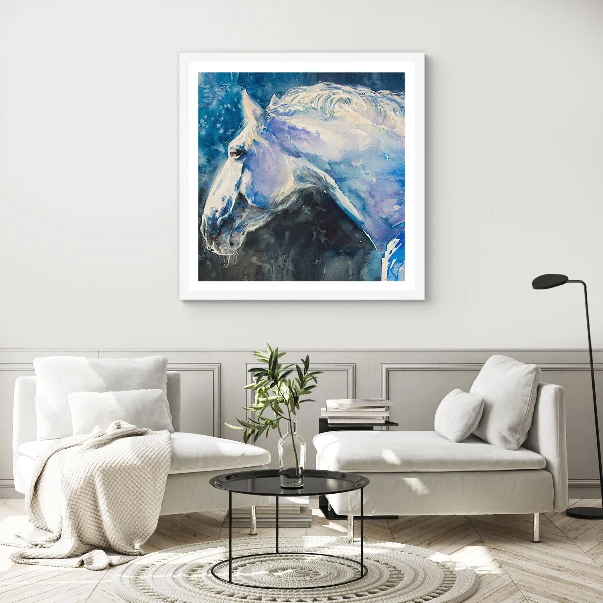 Poster in white frmae - Portrait in Blue Light - 30x30 cm