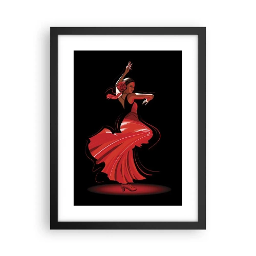 Poster in black frame - Fiery Spirit of Flamenco - 30x40 cm