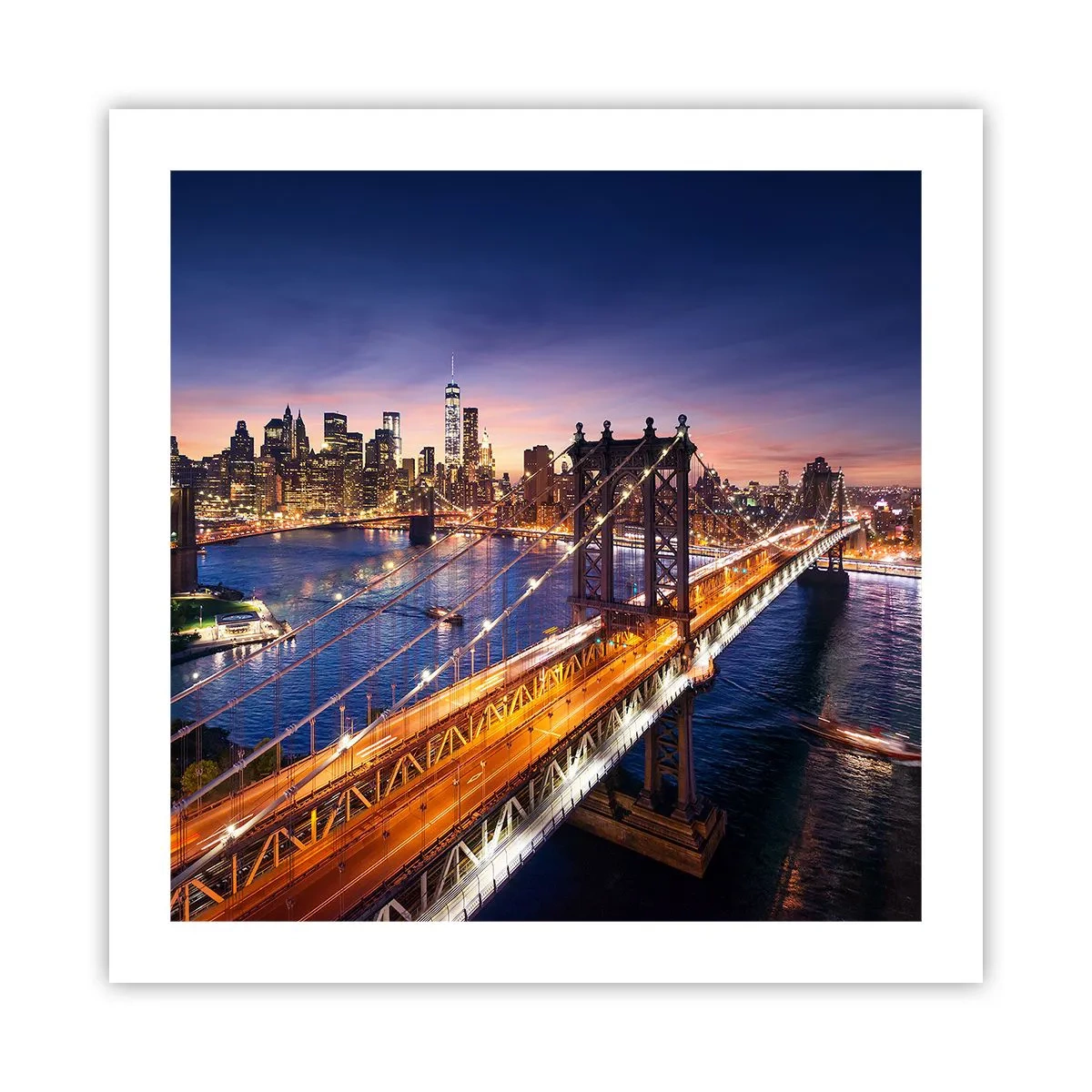 Poster - Down the Illuminated Bridge - 50x50 cm