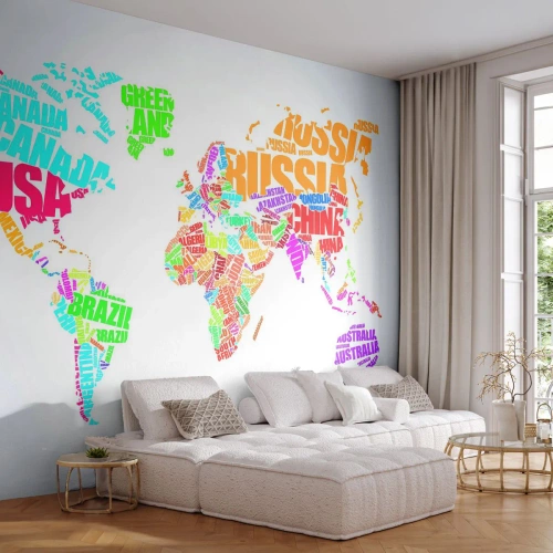 Photo Wallpaper Standard Eco - I Want to Get to Know All of Them - World map, Graphics, Continents - 500x350 cm