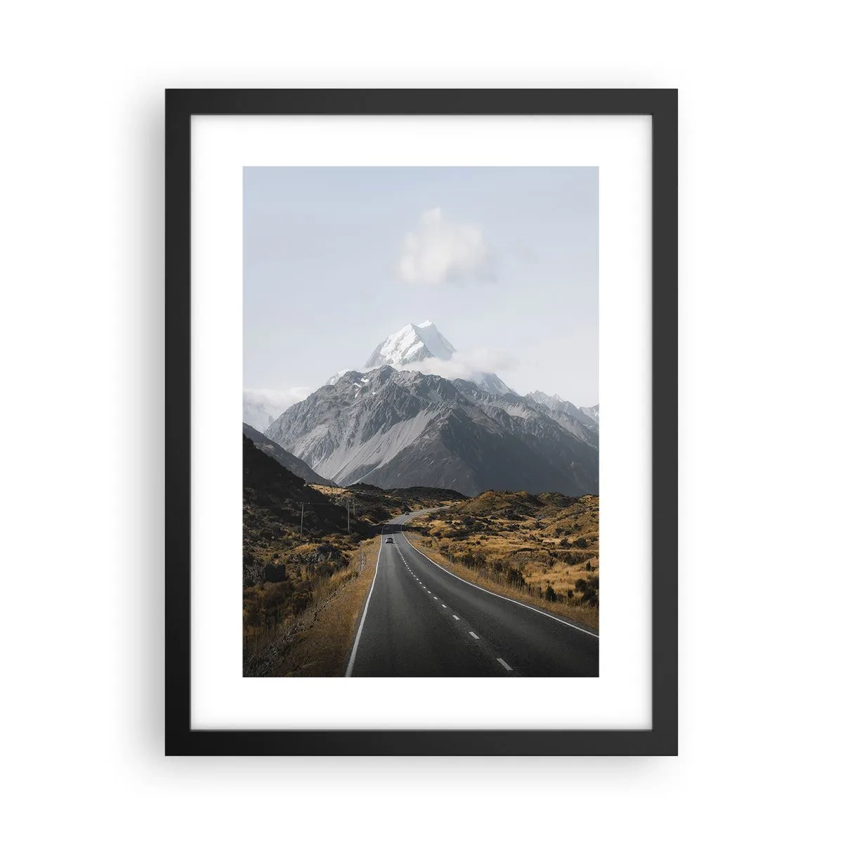Poster in black frame - Road to the Heart of the Mountains - 30x40 cm