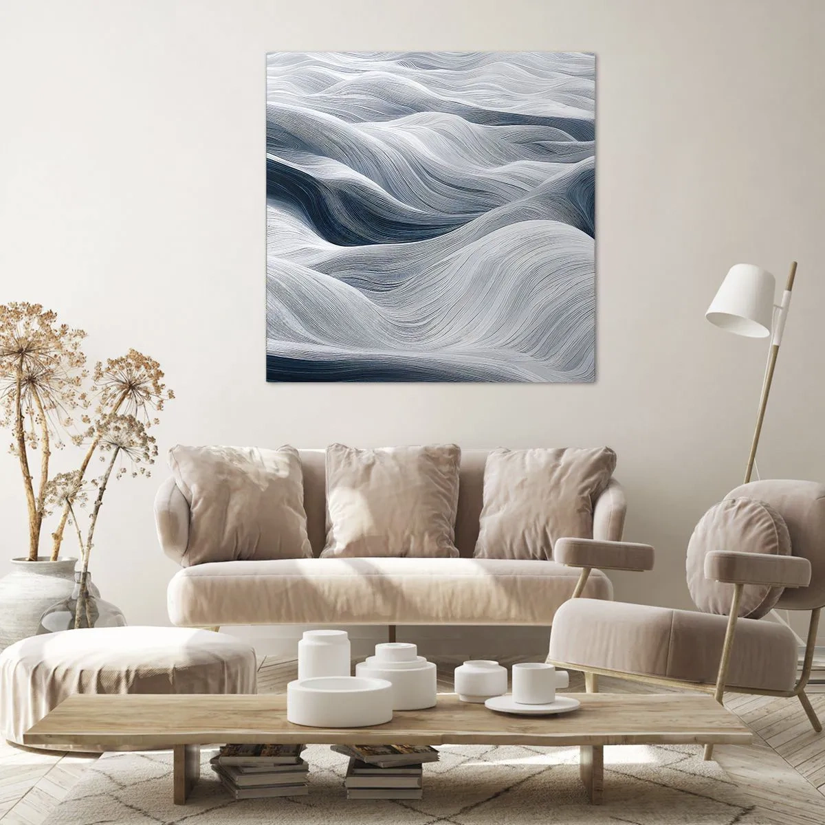 Canvas picture - White and Blue Waves - 50x50 cm
