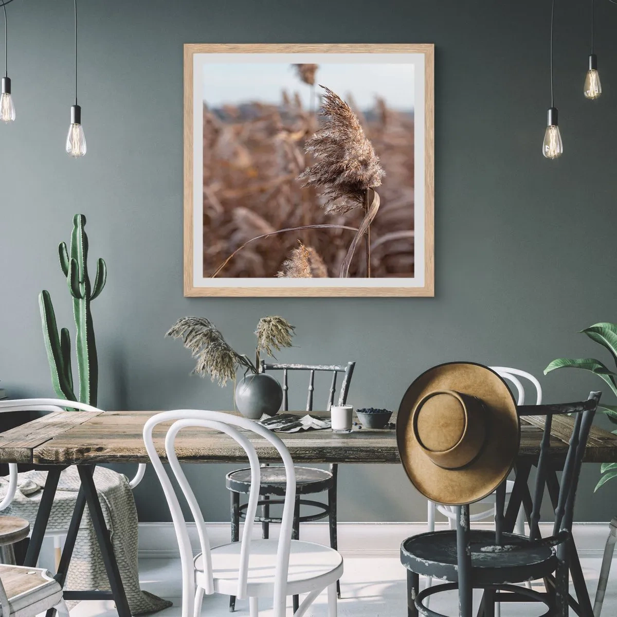 Poster in light oak frame - Time to Fly with the Wind - 60x60 cm