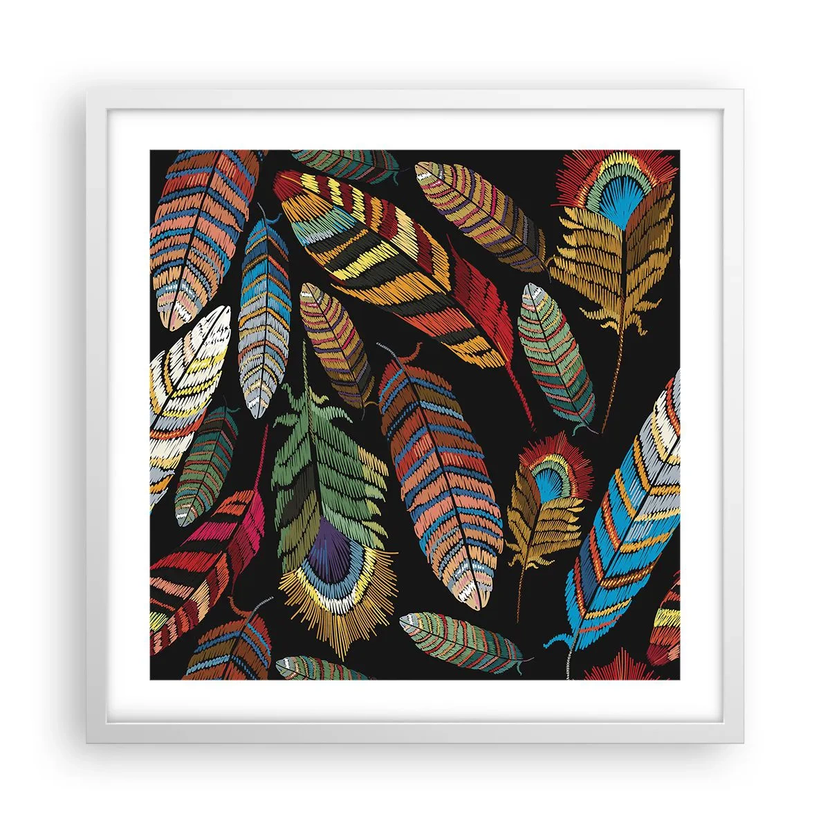 Poster in white frmae - Bird Carnival - 50x50 cm