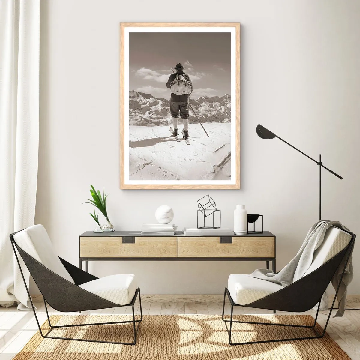Poster in light oak frame - Mountains Are the Same - 30x40 cm