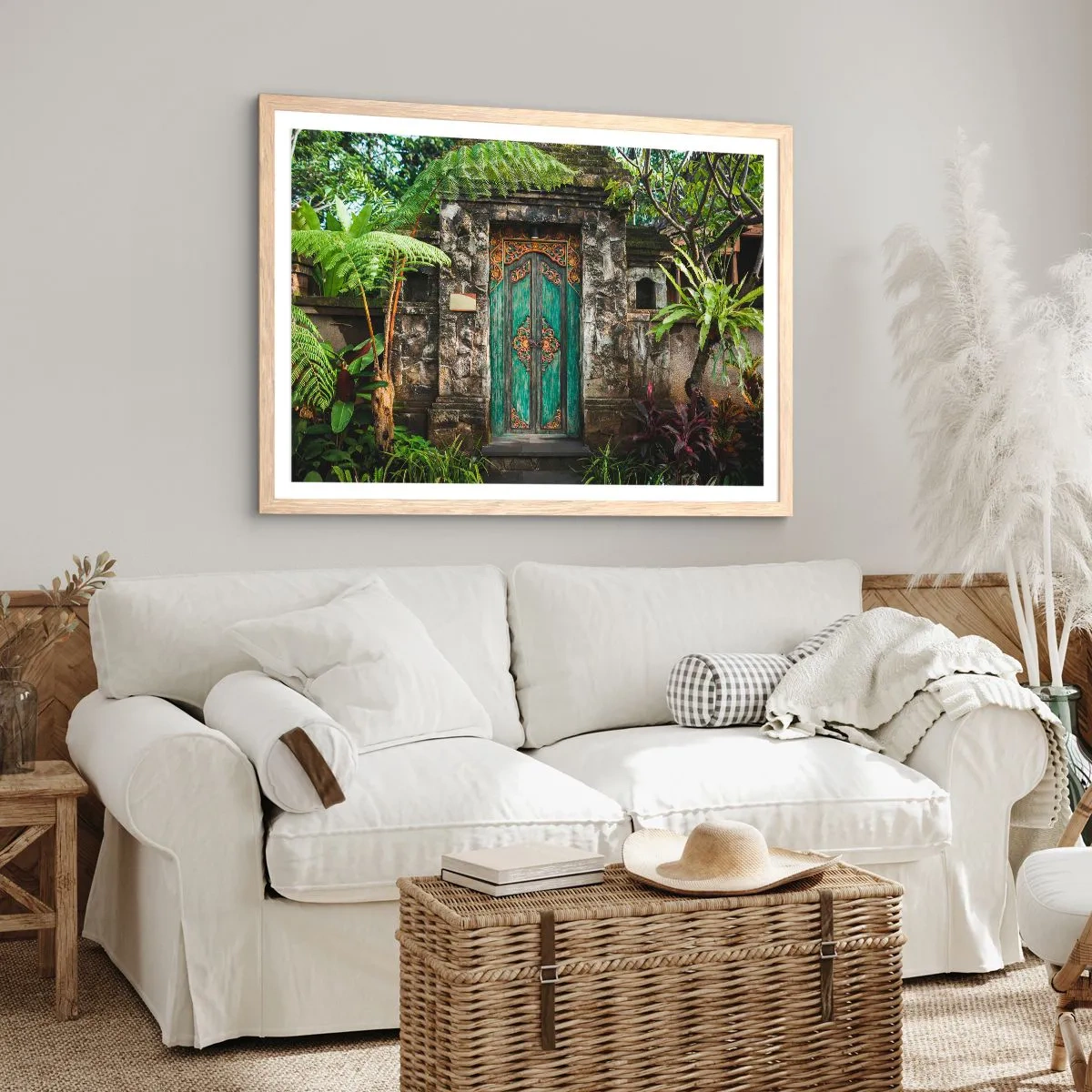 Poster in light oak frame - Door to Exotic World - 40x30 cm