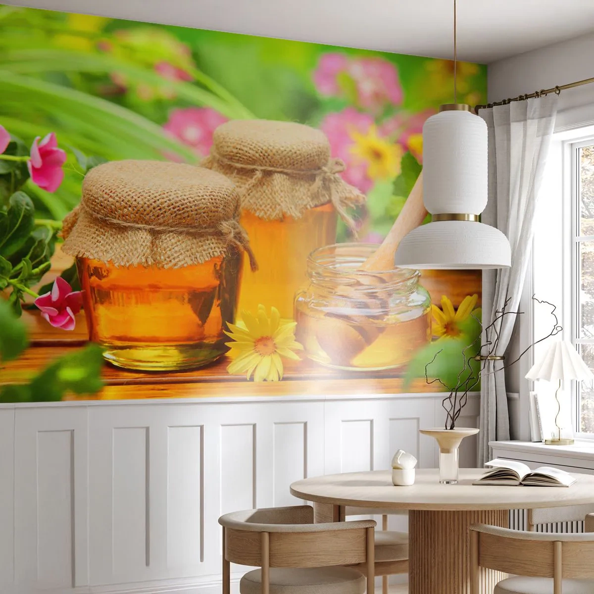 Self-Adhesive Photo Wallpaper Deluxe Sticker - Sweet and Flowery - Gastronomy, Honey, Flowers - 500x350 cm