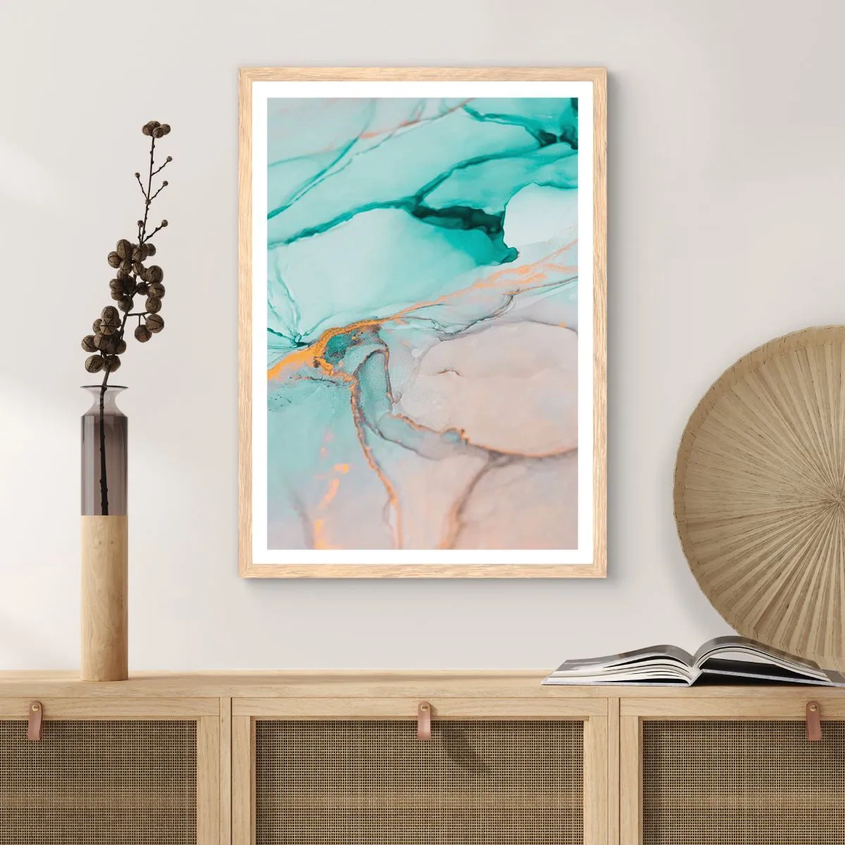 Poster in light oak frame - Dance of Shapes and Colours - 30x40 cm