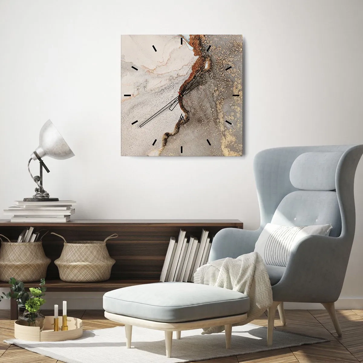 Wall clock - Clock on glass - On the Border of Colours - 40x40 cm