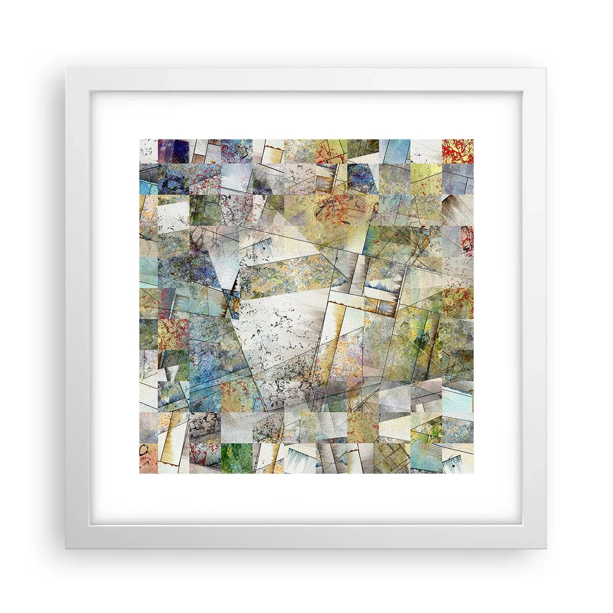 Poster in white frmae - Geometric Reshuffling - 30x30 cm