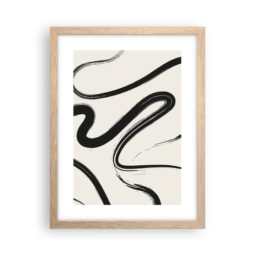 Poster in light oak frame - Black and White Fancy - 30x40 cm