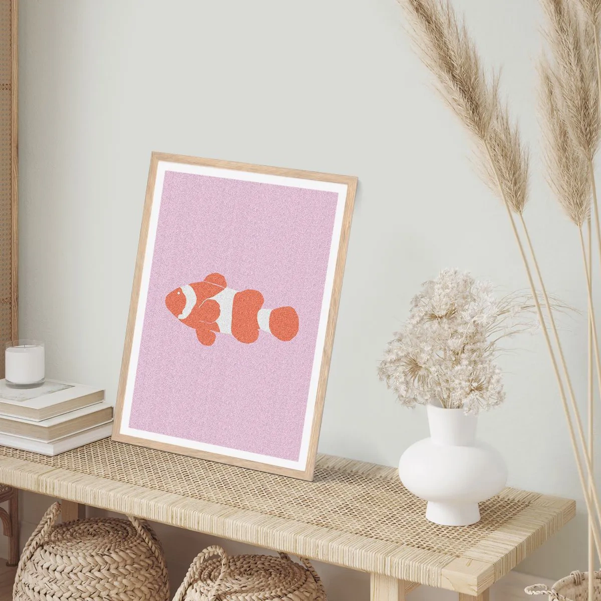 Poster in light oak frame - Coral Suits Her from Head to Tail - 30x40 cm