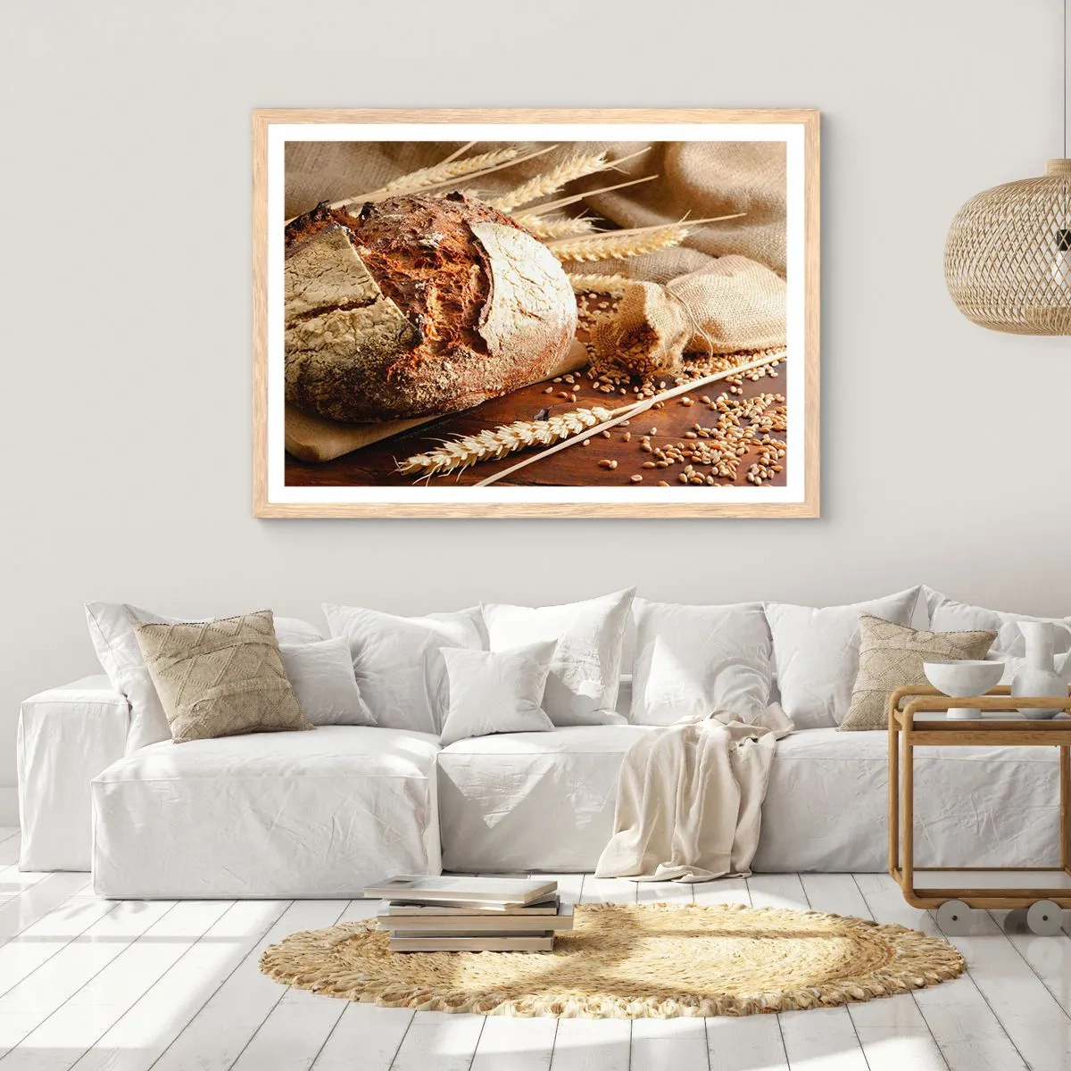 Poster in light oak frame - Tasty, Fragrant, Crunchy - 100x70 cm