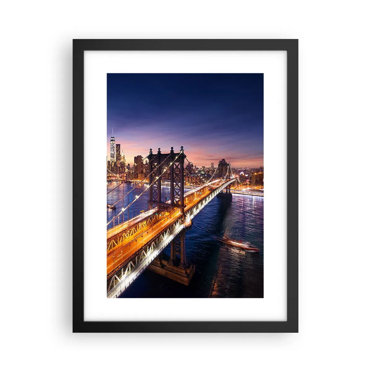 Poster in black frame - Down the Illuminated Bridge - 30x40 cm
