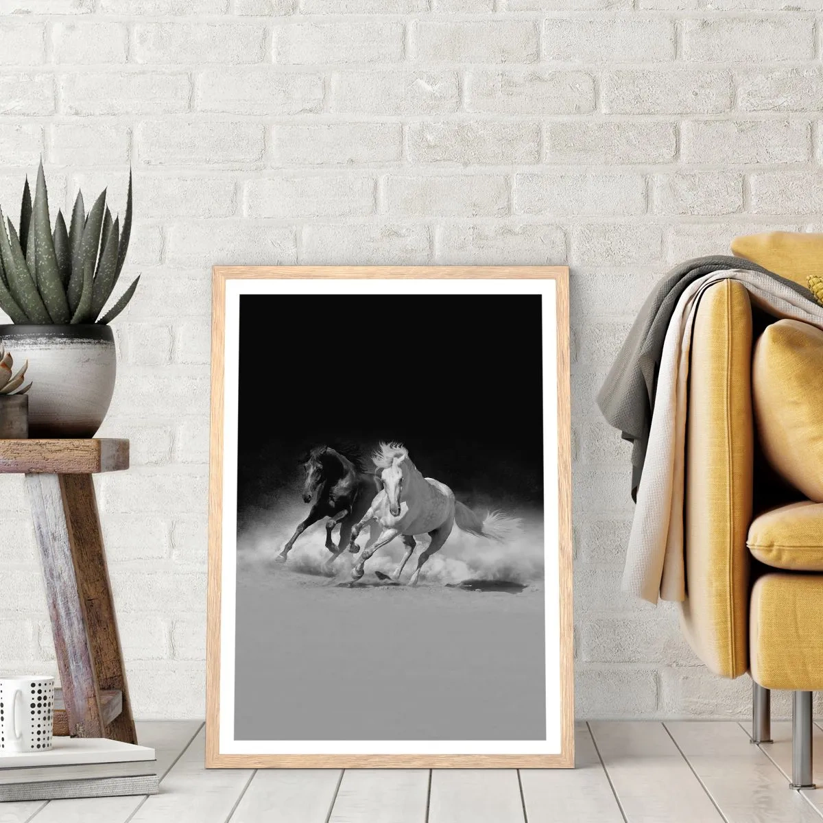 Poster in light oak frame - Gallop of Freedom - 40x50 cm
