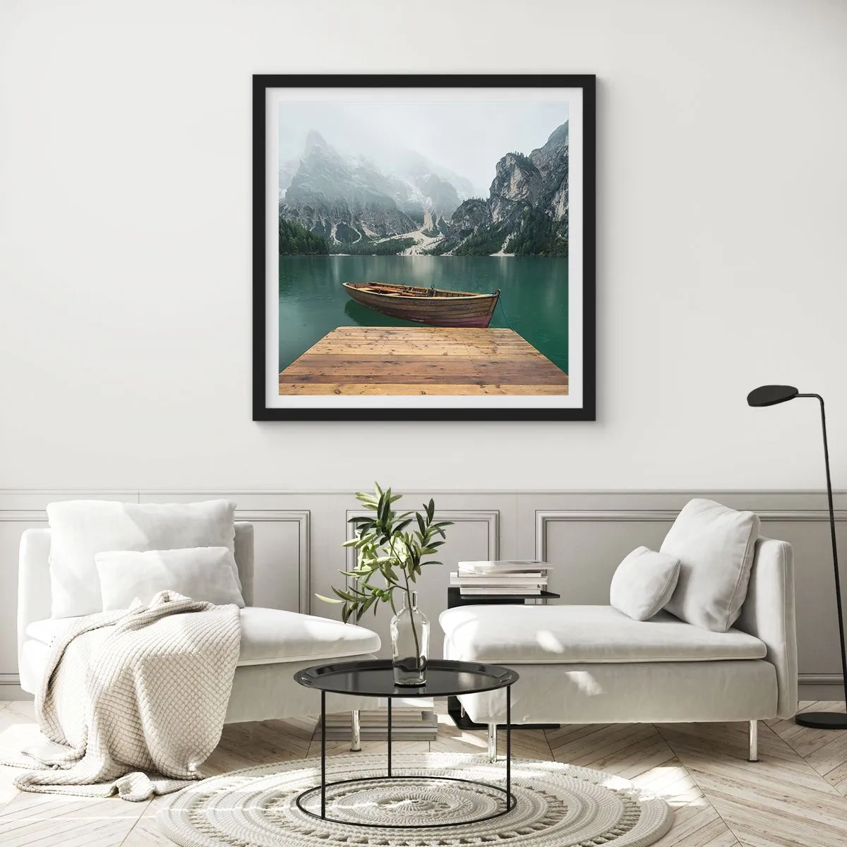 Poster in black frame - Boat Found Solitude - 30x30 cm