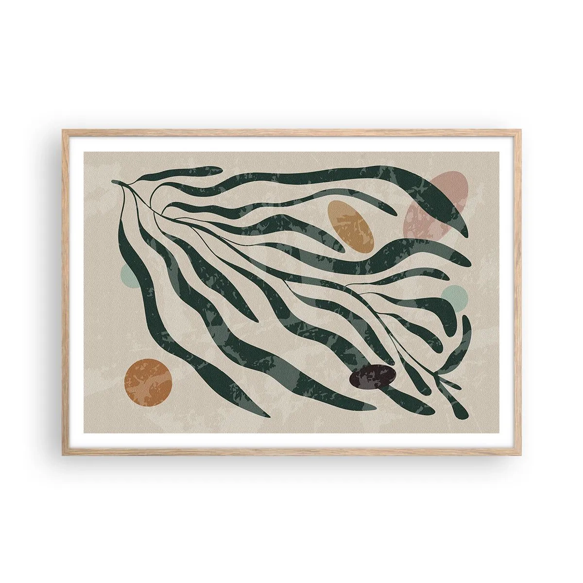 Poster in light oak frame - Among the Green - 100x70 cm